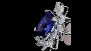 Bridal <b>Earring</b> Luxury Cushion Cut Blue <b>Sapphire</b> & Marquise Diamond Halo Fine <b>Earrings</b> |Cocktail Fine Jewelry | OEM ODM Jewelry - Product Image 4