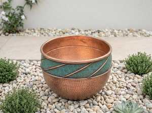 Best Copper Customized Multiple Design Green Patina Finishing Handmade Traditional Round Outdoor <b>Planters</b> Pots - Product Image 3