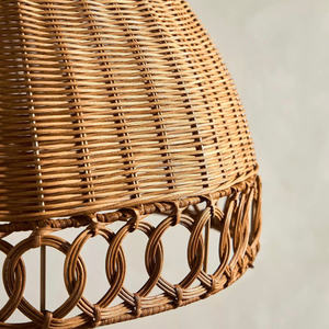 Oval Rattan Lampshade Open Lattice Ellipse Pendant <b>Light</b> Shade Handcrafted Hanging Ceiling Lamp Cover Japandi Minimalist - Product Image 4