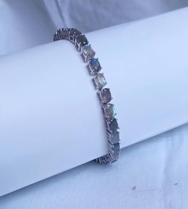 Natural Labradorite Stone <b>Bracelet</b> for Her in Sterling Silver White Gold Plated Elegant <b>Gemstone</b> <b>Bracelet</b> Handmade Jewelry Gift - Product Image 1