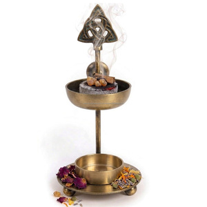 Porta Incienso Metálico Ajustable en Altura para Aliviar el Estrés en la Oficina, con Tapa Triquetra - Product Image 4