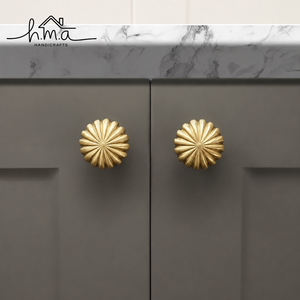 Handcrafted Brass Sunburst Cabinet <b>Knob</b> Golden Finish Round Drawer Pull Decorative Wardrobe Door Handle Vintage Furniture Accent - Product Image 1