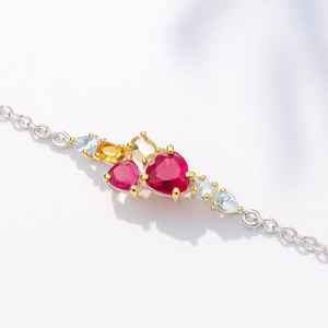 Bracelet en argent sterling 925 avec charme rubis pour femmes - Luxe, qualité supérieure, sans nickel, élégance intemporelle et éclat rouge intense - Product Image 1