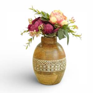 Jarrón de Bambú y Madera Tallado a Mano, Estilo Boho, para Decoración del Hogar, Ecológico, para Bodas - Product Image 1