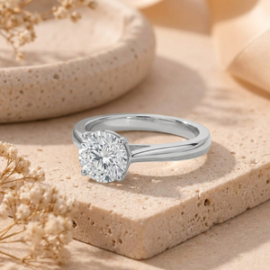 Bague solitaire en diamant de laboratoire taille ronde éclatante de qualité supérieure, or 14 carats, vente en gros, fabricant et fournisseur de bijoux fins OEM - Product Image 3