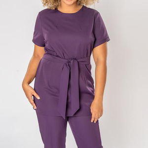 Túnica suave y elástica para mujer, uniforme de spa, salón de belleza, esteticista, masajista, uniforme de enfermera, ropa de trabajo con logo. - Product Image 5