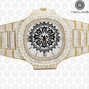 Montre de luxe Charm_Jewells en acier inoxydable, boîtier 40 mm, mouvement mécanique analogique, pour homme, style vintage, accents de diamants, 10 bars - Product Image 4