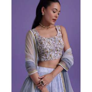 Magnifique Lehenga Choli en Georgette bleu floral pour femmes, idéal pour les festivals - Product Image 2