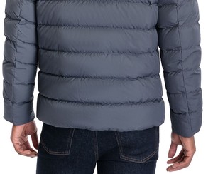 Chaqueta Acolchada Gris para Hombre, Cortavientos, con Cierre de Cremallera, Cuello Alto, Informal, para Invierno, Corte Regular, Relleno de Poliéster - Product Image 4