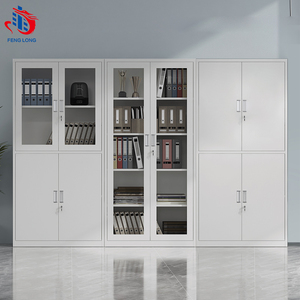 Armoire de classement métallique robuste et verrouillable, grande capacité, pour bureau, avec plusieurs portes et étagères - Product Image 1