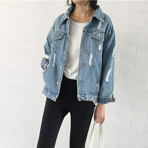 Women's Winter Standard Autumn Knitted <b>Denim</b> <b>Jacket</b> <b>Custom</b> Wholesale Factory Price Plain Dyed <b>Jacket</b> - Product Image 1