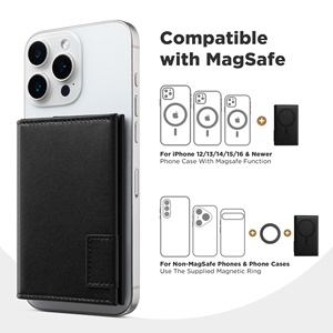TMP103 Slim Bifold Leather Cell <b>Phone</b> Magsafe <b>Card</b> Holder with RFID Magnetic <b>Phone</b> <b>Card</b> Holder Wallet - Product Image 6