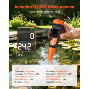 เครื่องวัดคุณภาพน้ำดิจิตอล ATC พร้อมช่วงการวัด 0-9990 ppm วัดค่าการนำไฟฟ้า EC และ TDS (ppm) พร้อมตรวจวัดค่า PH หลายค่า - Product Image 2