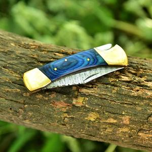 มีดพับเหล็กดามัสกัสทำมือสำหรับกิจกรรมกลางแจ้ง มีดพับโลโก้สั่งทำ มีดพับแบบ OEM - Product Image 6