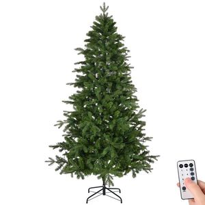 Albero di Natale Artificiale Pre-Illuminato da 1,8 m con 300 Luci Bianco Caldo, 728 Punte di Rami, Base in Metallo Resistente, Albero Natalizio Realistico in PET - Product Image 2