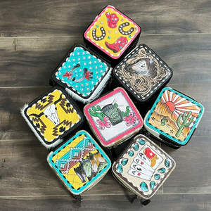 Wholesale Custom Logo Hairon Floral Tooled Leather Jewelry Box Organizer Mini <b>Travel</b> Jewelry <b>Case</b> for Necklace Earrings & Rings - Product Image 5