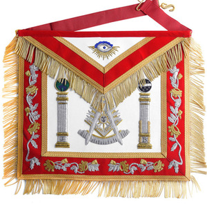 High Quality Lambskin Leather Masonic Stewards Apron with badge <b>Collar</b> Full Dress Apron hand embroidered 2026 - Product Image 4