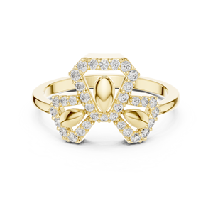STARLACE BOW LAB-GROWN DIAMOND <b>RING</b> <b>SET</b> 18KT SOLID YELLOW GOLD RHODIUM PLATED BRILLIANT CUT <b>WOMEN</b> ENGAGEMENT PARTY WEDDING DAILY - Product Image 1