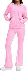 Conjunto de Sudadera con Capucha y Pantalones de Felpa para Mujer, 2 Piezas, Color Sólido, Corte Holgado, Casual, Manga Larga, 100% Algodón, Transpirable, Invierno - Product Image 6