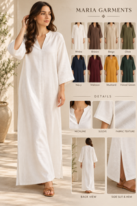Women White Linen/Cotton <b>Mandarin</b> <b>Collar</b> Long Sleeve Casual Loose Maxi Dress Solid Simple Holiday Celebration - Product Image 6