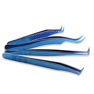 Ensemble de pinces à épiler diamantées en acier inoxydable allemand Gamme complète en stock pour plusieurs techniques d'extension de cils - Product Image 1