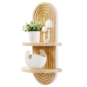 <b>Pine</b> Wood Acrylic Paint Double Tier Wall <b>Shelves</b> Floating <b>Shelves</b> Mid Century Modern OEM Custom Wholesale | Aqudus Saleem India - Product Image 3