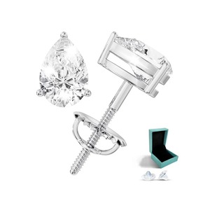 2 Carat Pear Moissanite <b>Stud</b> Dangle <b>Earrings</b> 0.5ct-3ct D Color VVS1 Clarity 18K Gold Plated Sterling Silver Luxury Modern - Product Image 1