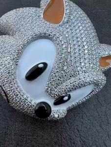 จี้เพชรโมอิสซาไนต์ทรงกลม 4 กะรัต สำหรับผู้ชาย ดีไซน์แบบกลุ่มขนาดใหญ่ ชุบทองคำขาว 14K - Product Image 3