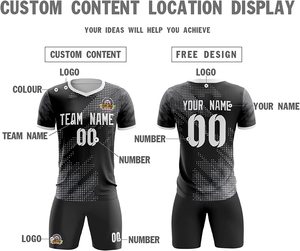 Ensemble de maillots de football personnalisés pour hommes, col en V, manches courtes, impression sublimée, polyester respirant, uniforme de football, kit d'équipe - Product Image 2