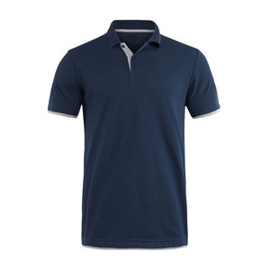 Polo de Manga Corta para Hombre, Color Azul Marino, Algodón, Transpirable, Casual, Color Sólido, Tejido de Tela, Corte Regular - Product Image 4