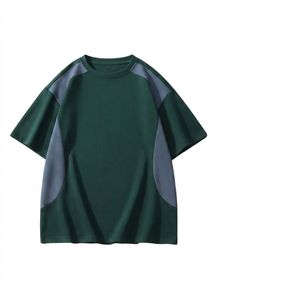 T-shirt Homme Oversize Col Rond Color Block Manches Raglan Tricoté Vert Violet Style Streetwear Décontracté - Product Image 1