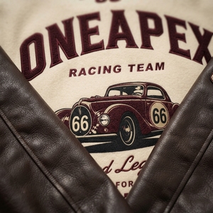 Men's Cream Brown <b>Racing</b> <b>Jacket</b> Motorsport Letterman Bomber <b>Jacket</b> Embroidered Streetwear Wholesale Apparel - Product Image 6