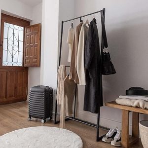 Minimalist Standing Metal Clothing <b>Rack</b> With Height Adjustable Design For Wardrobe Storage Holders - Product Image 5
