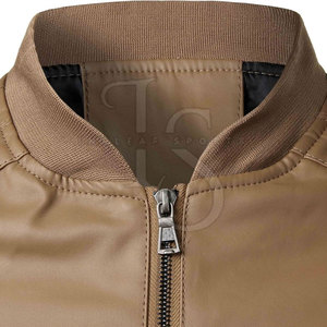Wholesale Custom Logo Print High Quality Men Leather Jacket Canvas <b>Stand</b> Collar Front Logo Waterproof Outdoor Winter Jacket - Product Image 5