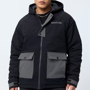 OEM Custom Men Plus Size Winter Quilted <b>Jacket</b> Waterproof Windbreaker Zipper Hoodie Embroidered Casual Snow Wear puffer hiking - Product Image 3