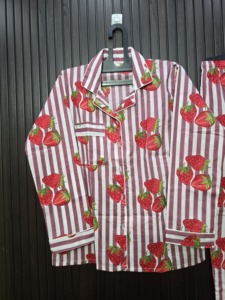 Ensemble de pyjama rayé à imprimé fraises pour femme, manches longues, boutons sur le devant, en coton, vêtements de détente décontractés pour le printemps, taille adulte - Product Image 6