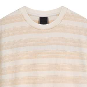 Camiseta Oversize de Algodón Orgánico a Rayas para Hombre, 100% Algodón Tejido, Cuello Redondo, Colores Pastel, Diseño OEM/ODM, Bajo MOQ, Venta al Por Mayor - Product Image 5