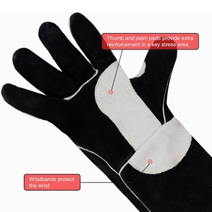 Gants en cuir de vachette renforcé résistants pour le soudage, le barbecue, la construction, résistance à l'abrasion, gants de sécurité personnelle - Product Image 4