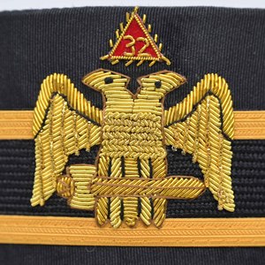Premium Quality with Custom Logo Black Scottish Rite Crown <b>Men</b> <b>Hat</b> Hand Embroidered <b>Wool</b> Cap Adjustable Adult Ceremony Headwear - Product Image 5
