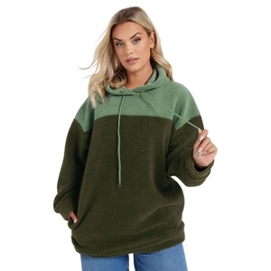 <b>Women's</b> <b>Hoody</b> Plus Size High Street Solid Color <b>Teddy</b> Bear Fleece Long Sleeve Rhinestone Embellishments And Custom Pockets <b>Hoody</b> - Product Image 1
