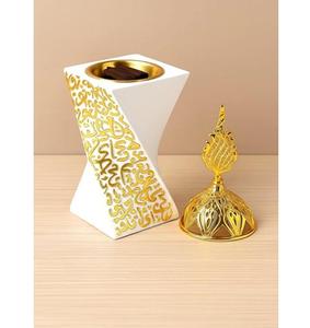 Quemador de Incienso Estilo Árabe, Chapado en Oro, Base Negra, Ecológico, Hecho a Mano, Fragancia Duradera para Habitaciones, Incienso de Almizcle - Product Image 2