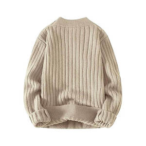 Pull col rond respirant en laine/acrylique anti-boulochage tendance pour homme, collection automne-hiver, à manches longues et bouton unique - Product Image 4