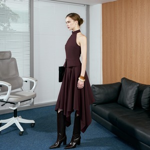 Jupe midi AnyShape en tissu mousseline, sexy et respirante, taille basse, couleur unie, boutons décoratifs, service ODM - Product Image 4