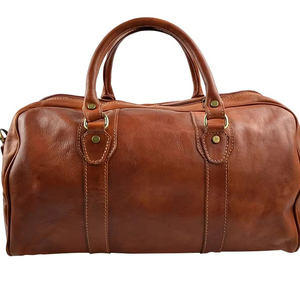 Sac de voyage en cuir de luxe pour homme, grand format, très résistant, style classique, pour le week-end, marron foncé, style sport, bagage en tissu - Product Image 5