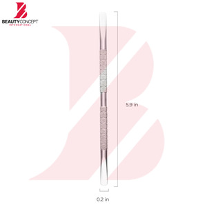 Trendy Dual Sided Metal Cuticle Pusher Dead Skin Scraper Professional Manicure Tool with Custom Blister Packaging - Product Image 2