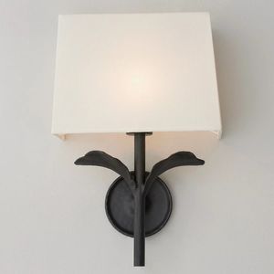 Metal <b>Wall</b> <b>Sconce</b> With Plant Design Rectangle Fabric Shade Handmade Decorative <b>Lighting</b> - Product Image 2