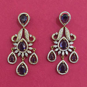 Pendientes de latón hechos a mano de calidad de exportación con circonitas y engaste de garra, clásicos con baño de mehndi, para mujer, aniversario 444132 - Product Image 5