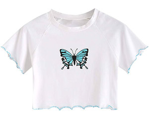 เสื้อครอปท็อปผู้หญิงทรงหลวม คอกลม แขนสั้น ผ้าฝ้ายเจอร์ซีย์ 100% เป็นมิตรกับสิ่งแวดล้อม สกรีนโลโก้ สำหรับฤดูร้อน สั่งทำขายส่งได้ - Product Image 1