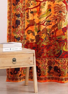 Artisanat populaire indien, hippie, bohème, magnifique - Arbre de vie - Rideau tie-dye mandala pour chambre, salon, balcon - Product Image 4