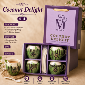 Cute Coconut Shaped Ceramic <b>Large</b> Mug Gift Set Ice Cream <b>Cup</b> Box Packaging with Carry Bag Custom Logo PS - Product Image 2